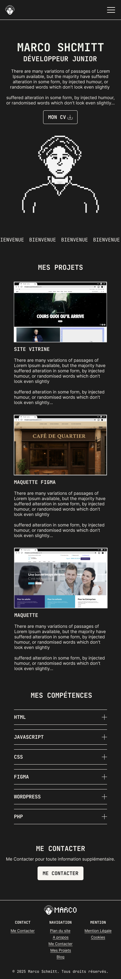 Maquette mobile de mon portfolio