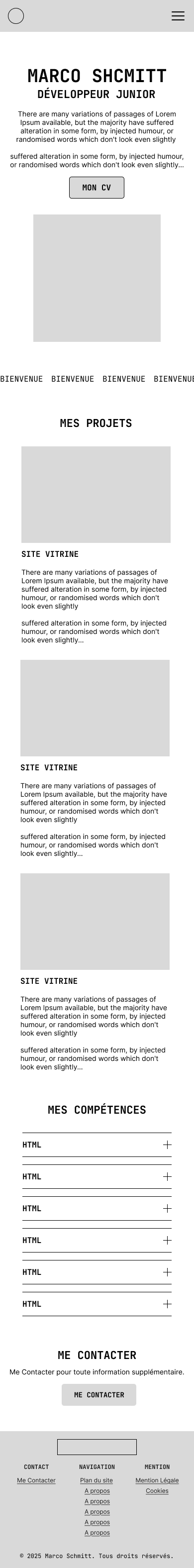 Wireframe mobile de mon portfolio